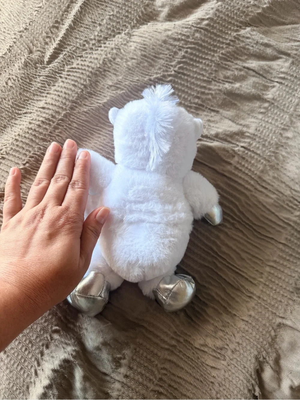 Plush White Unicorn Stuffed Animal with Silver Accents